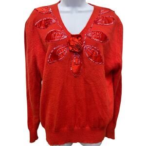 VTG Regency for Joyce women's L sequin Red top Sweater long sleeve Hong Kong